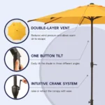 Lyon Market Umbrella with Crank Lift - Image 5