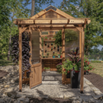 Cedar Wood and Polycarbonate Walk-In Outdoor Greenhouse Kit with Pergola - Image 5